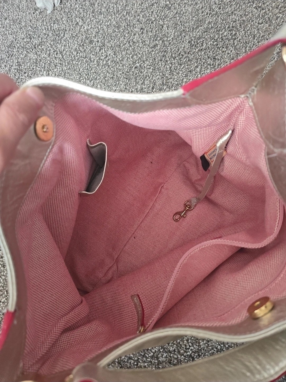 Dooney & Bourke Metallic Silver Leather Shoulder Bag EUC - Picture 9 of 16